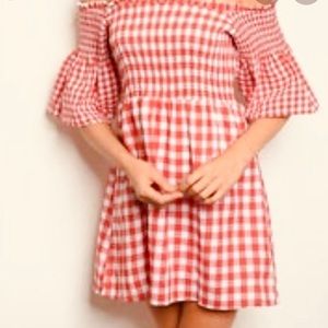 NWT Loveriche Red checker offshoulder size S